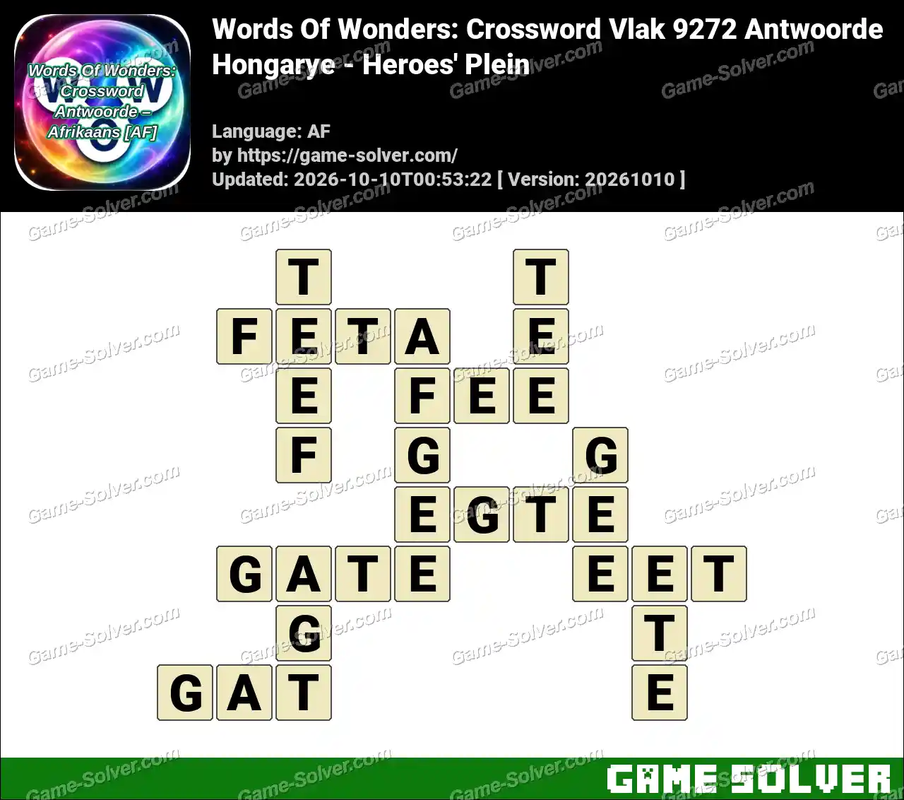 Words Of Wonders: Crossword Vlak 9272 Antwoorde – Hongarye – Heroes’ Plein